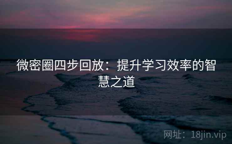 微密圈四步回放:提升学习效率的智慧之道 微密圈四步回放:提升学习效率的智慧之道